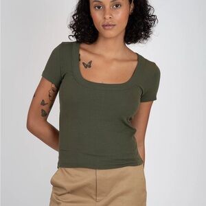 Frame  Ribbed Baby Tee in Fatigue size xs - like new